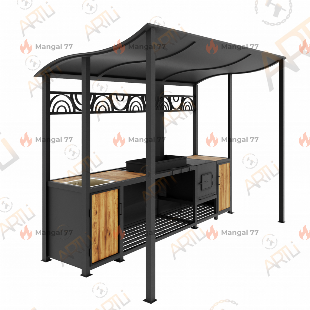 Лофт мангал с волнообразной крышей "Империя-8"