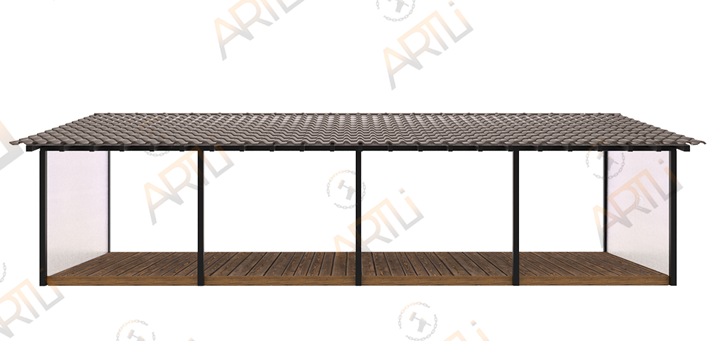 Веранда с крышей из металлочерепицы 10x4 м