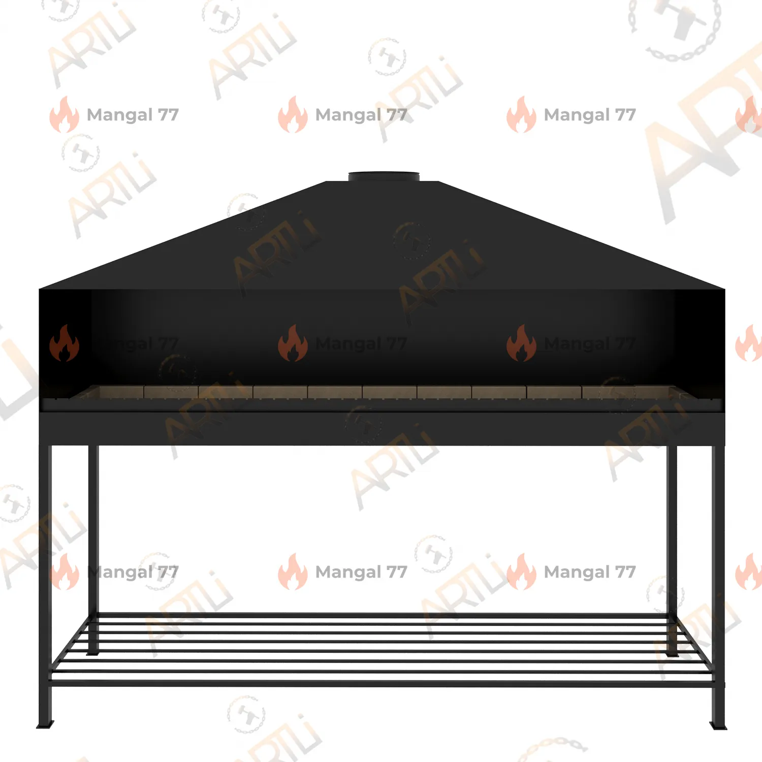 Профессиональный мангал с шамотным кирпичом 250 x 60 см