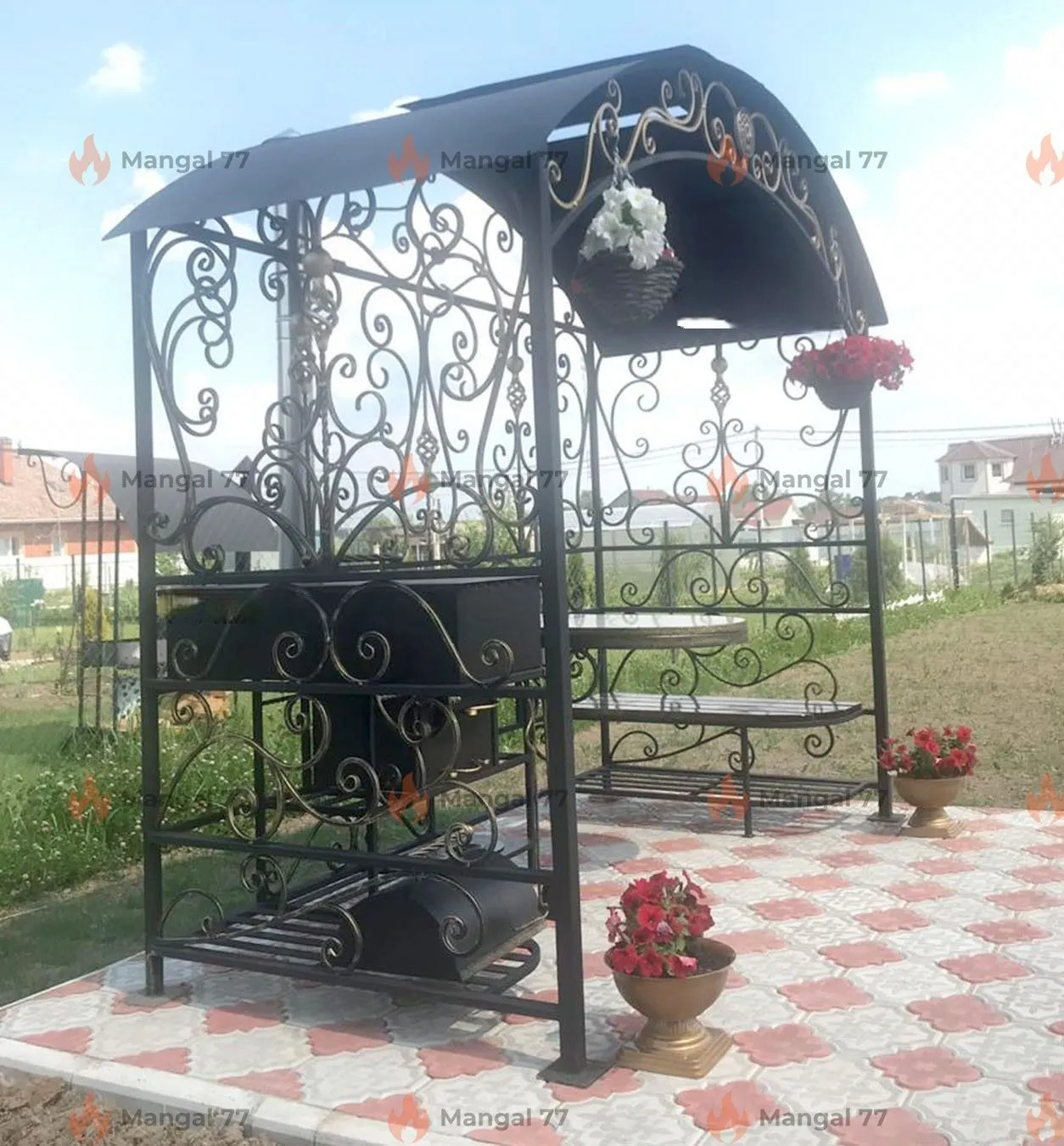 Беседка Султан с мангалом, печкой, лавочкой ШАМПУРАМИ в подарок